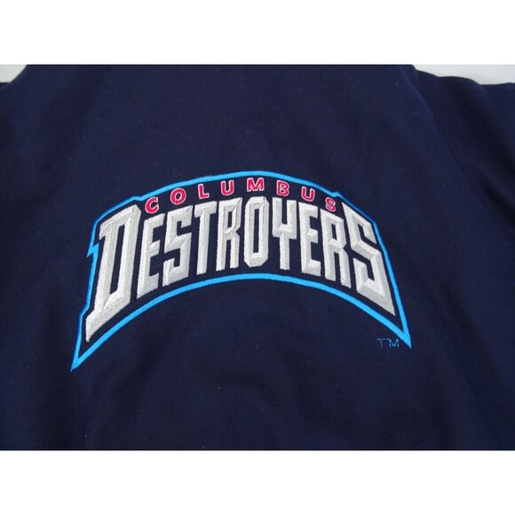 Vintage Columbus Destroyers Bomber XL AFL Arena Football Wool Leather Coat RARE - Picture 2 of 9